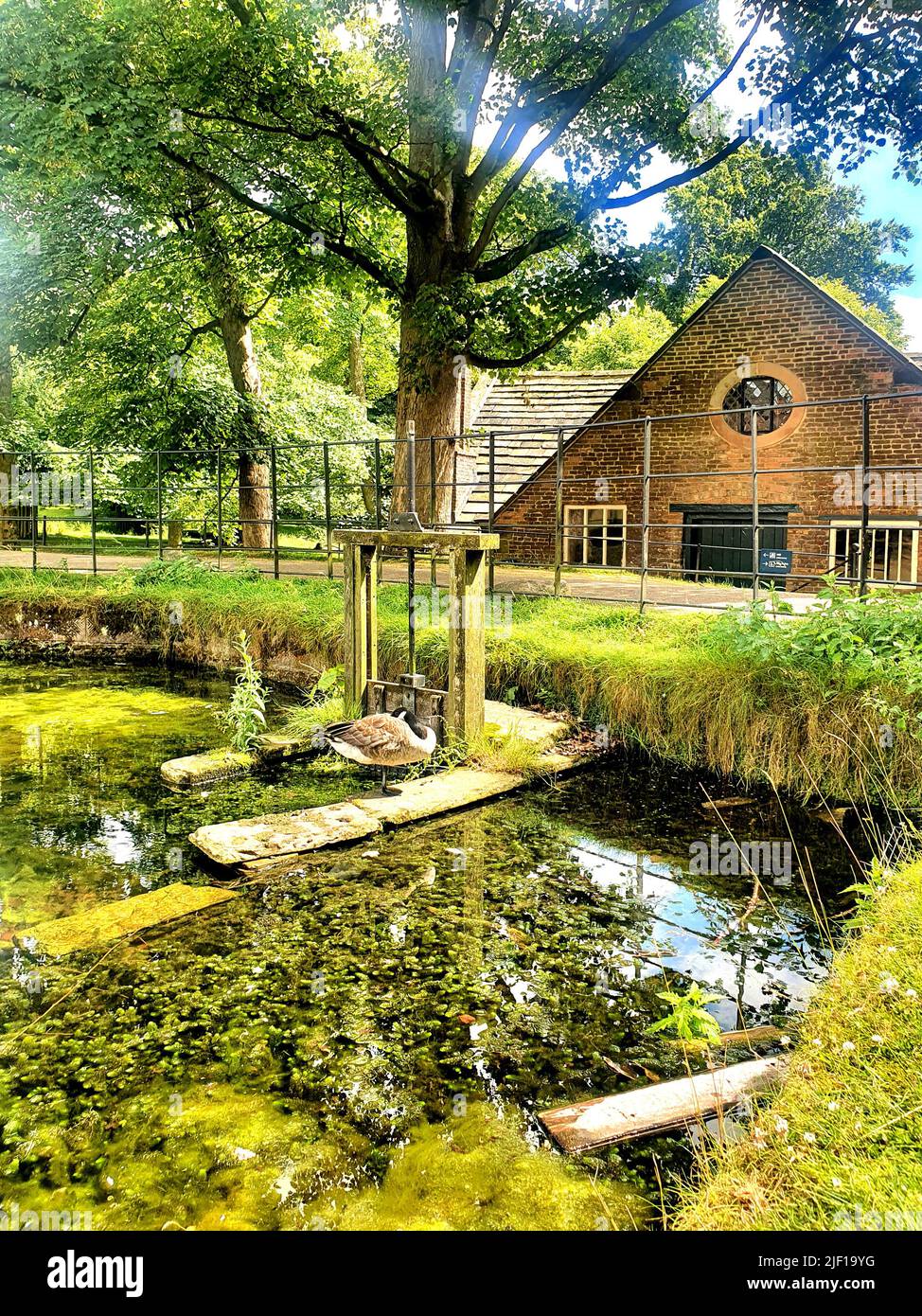 Fotografia di vecchi edifici inglesi architettura mulino ad acqua mulino ad acqua Dunham massey manchester inghilterra regno unito Foto Stock