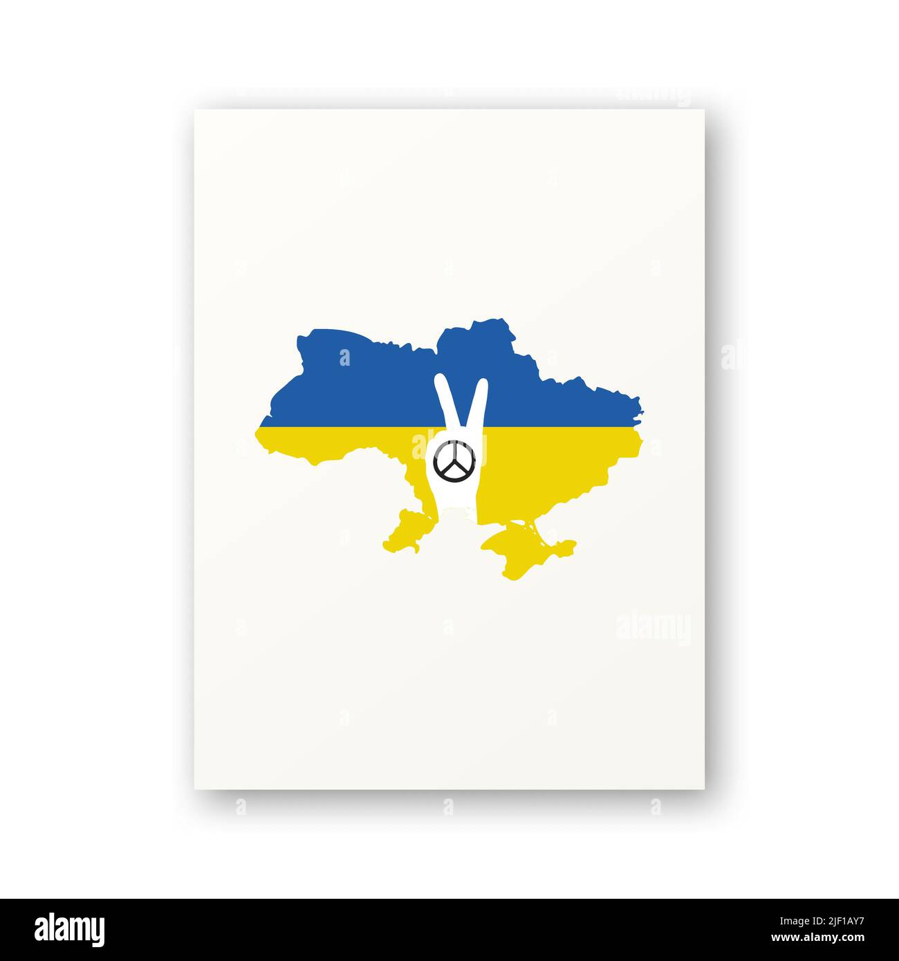 Pace per l'Ucraina. Cartello Pacific con bandiera Ukranian. Simbolo di lotta, protesta, sostegno all'Ucraina. Nessuna guerra. Illustrazione vettoriale. Slogan, chiamata. Arresto Illustrazione Vettoriale