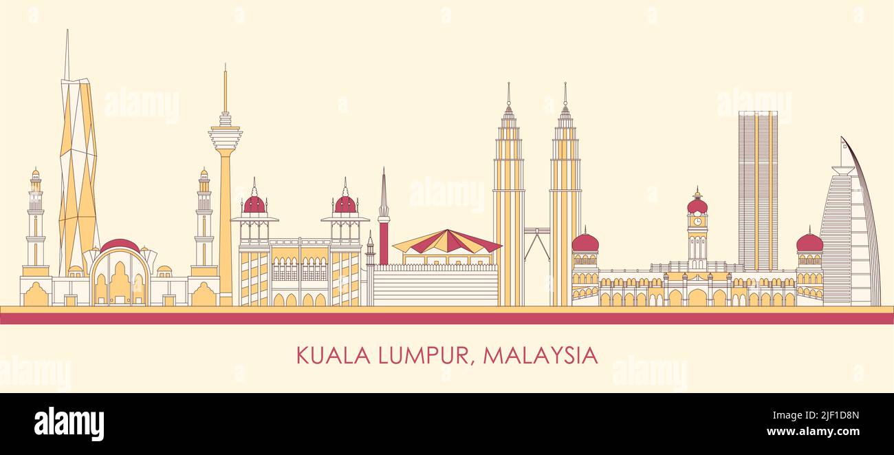 Cartoon Skyline panorama della città di Kuala Lumpur, Malesia - illustrazione vettoriale Illustrazione Vettoriale