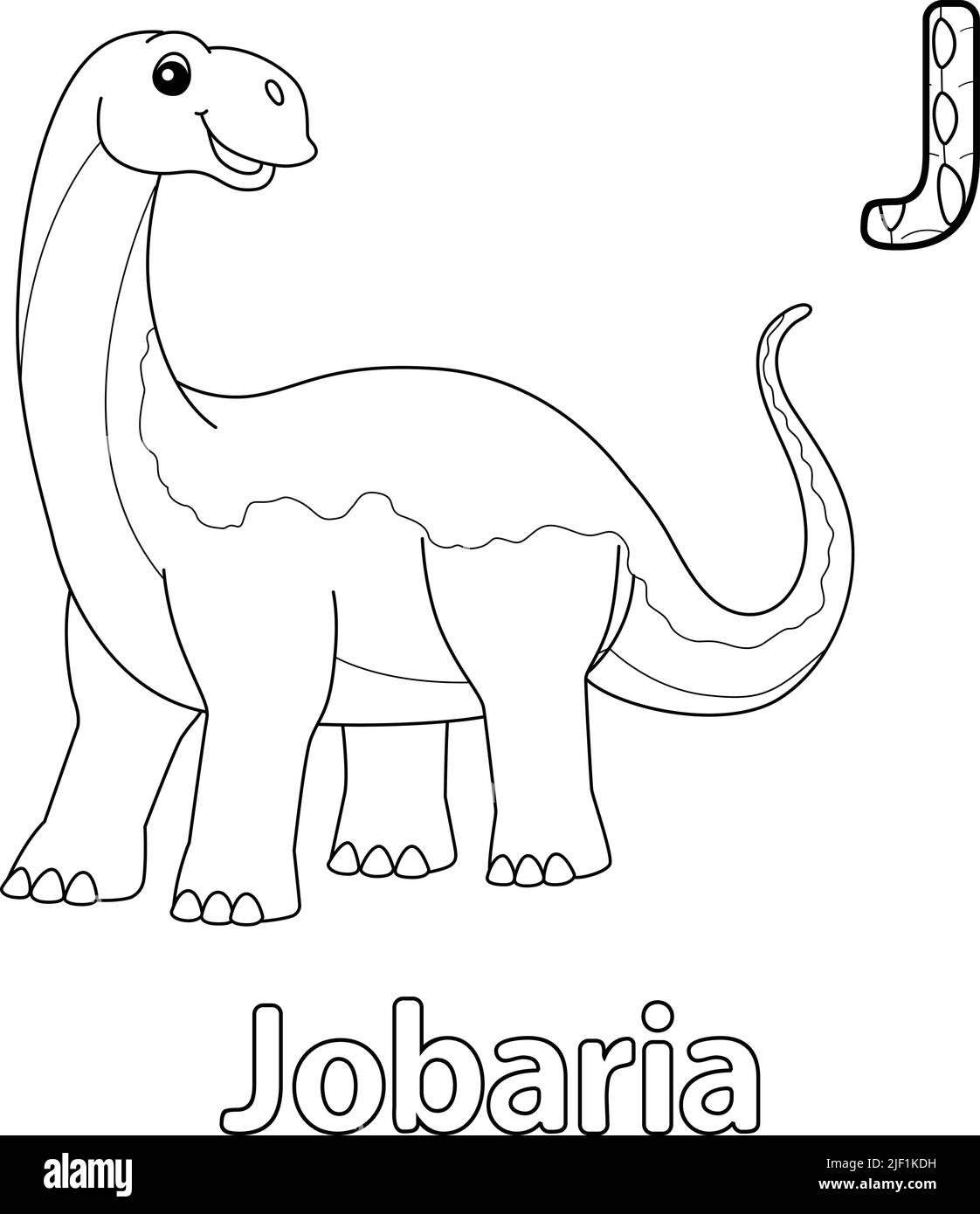 Jobaria Alphabet Dinosaur ABC colorazione pagina J Illustrazione Vettoriale