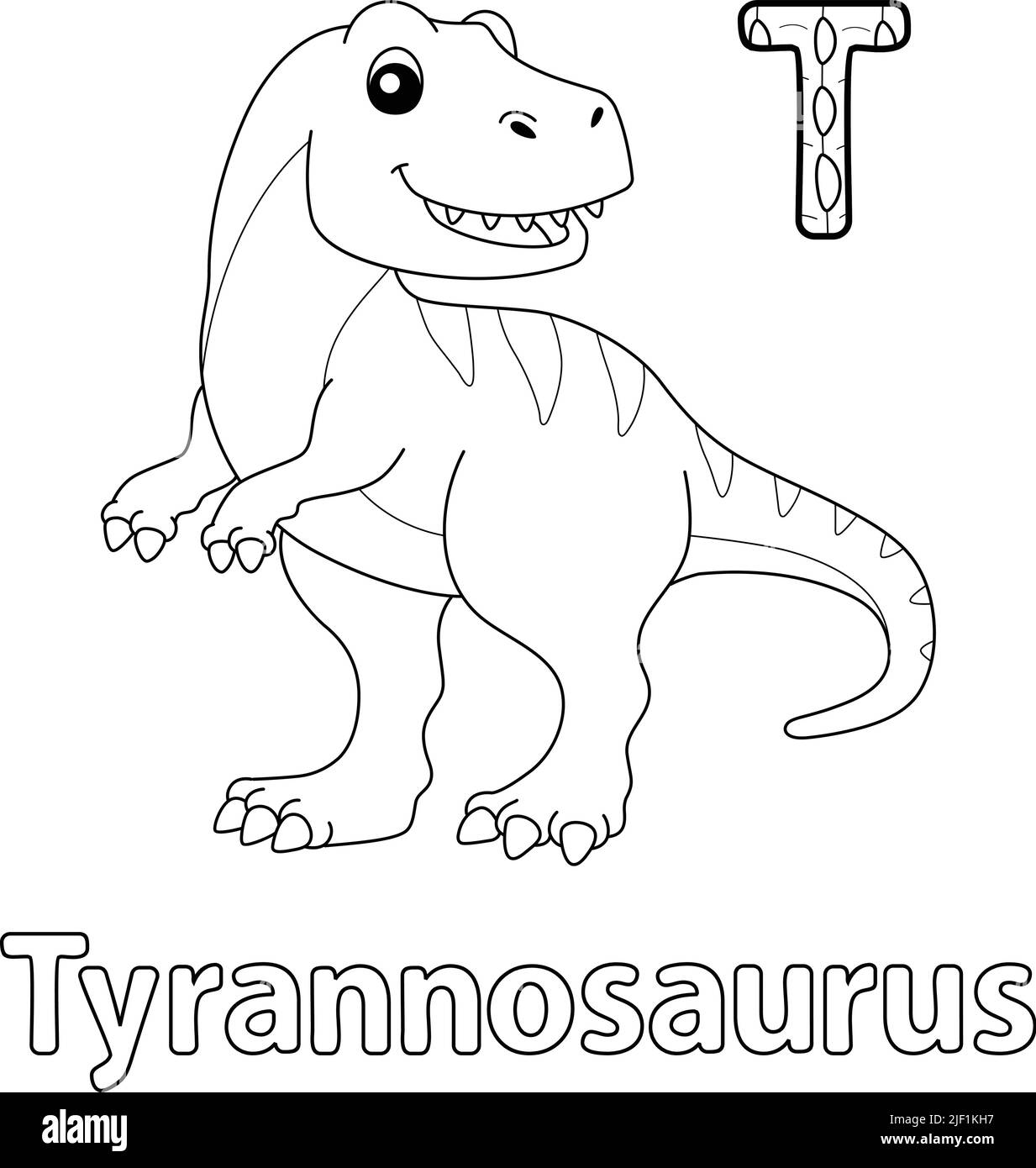Tyrannosaurus Alphabet ABC colorazione pagina T Illustrazione Vettoriale