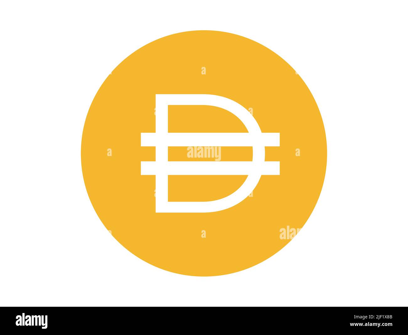 Icona della valuta DAI. Design piatto. Concetto di cripto valuta e blockchain. Illustrazione Vettoriale