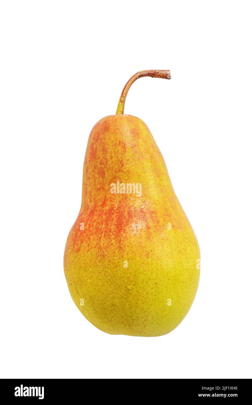 Frutta, cibo sano. Un isolato di pera su sfondo bianco. Foto Stock