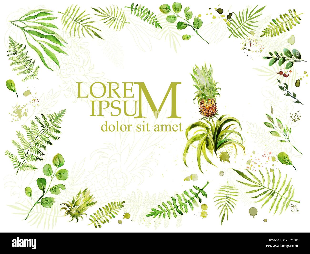 Ananas Watercolor Fresh Vector Seamless Pattern Textile Design Illustrazione Vettoriale