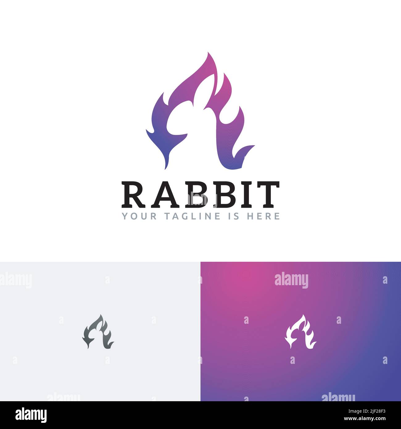 Coniglio coniglietto lepre fuoco fiamma Spirito negativo spazio Logo Illustrazione Vettoriale