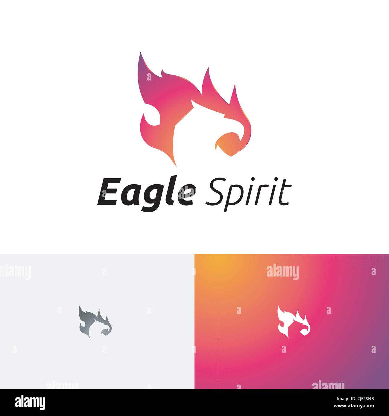 Eagle Spirit Fire Flame Hawk Bird Animal Nature Logo Illustrazione Vettoriale