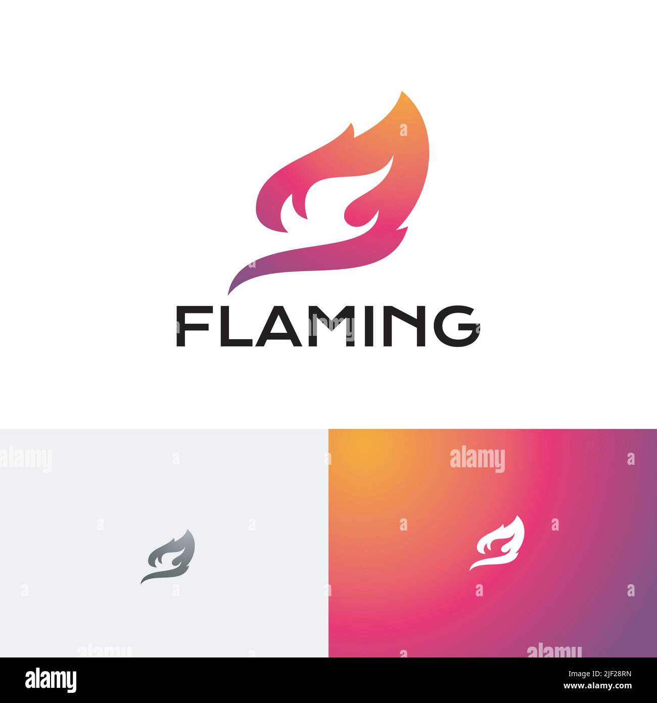 Logo Hot Fire Red Leaf Flaming Simple Business Illustrazione Vettoriale