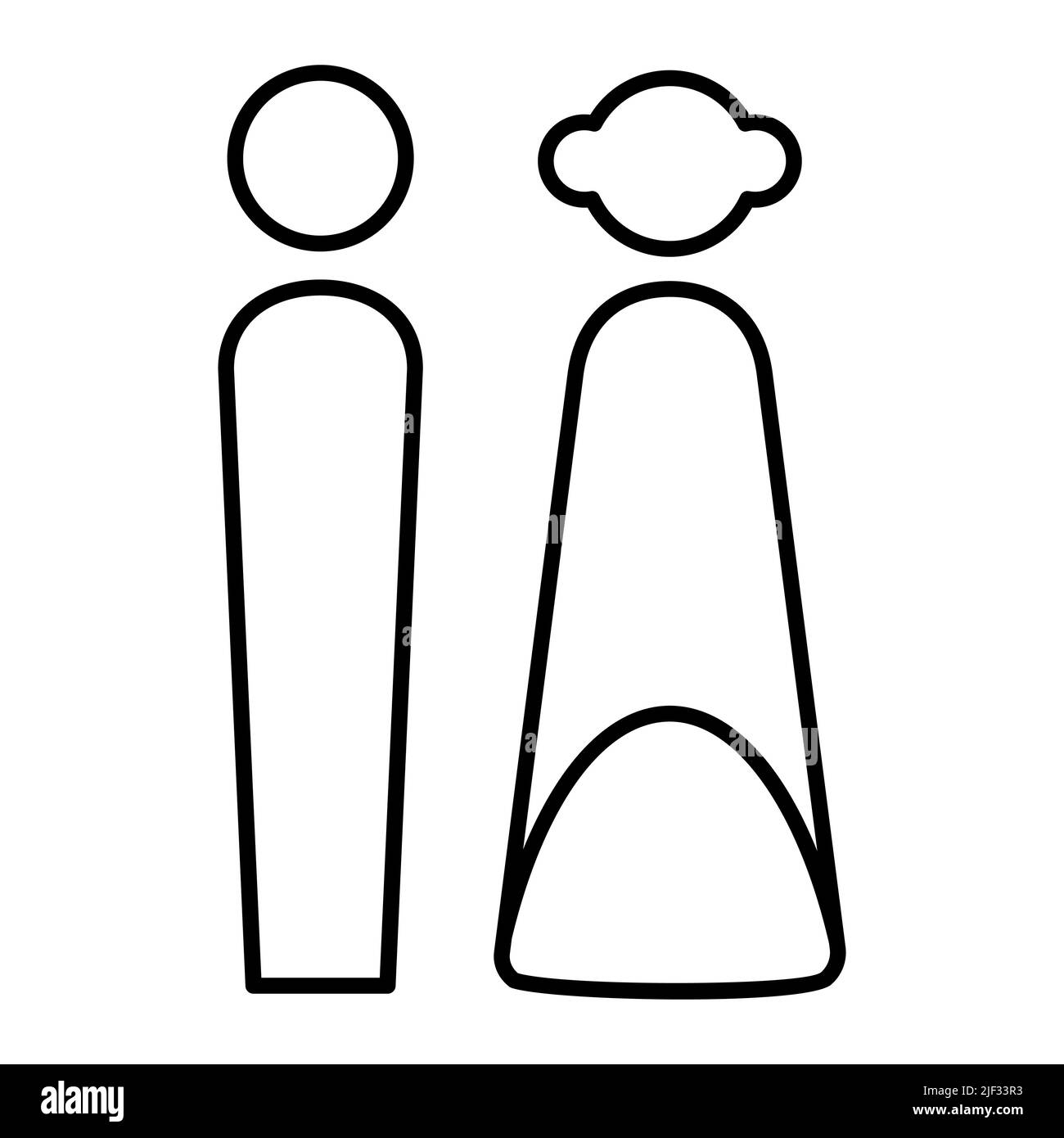 Icona moderna coppia di nozze. Stile con profilo sposo e sposa. Illustrazione vettoriale Illustrazione Vettoriale