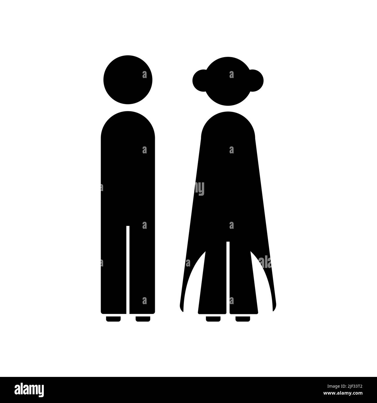 Icona moderna coppia di nozze. Stile con profilo sposo e sposa. Illustrazione vettoriale Illustrazione Vettoriale