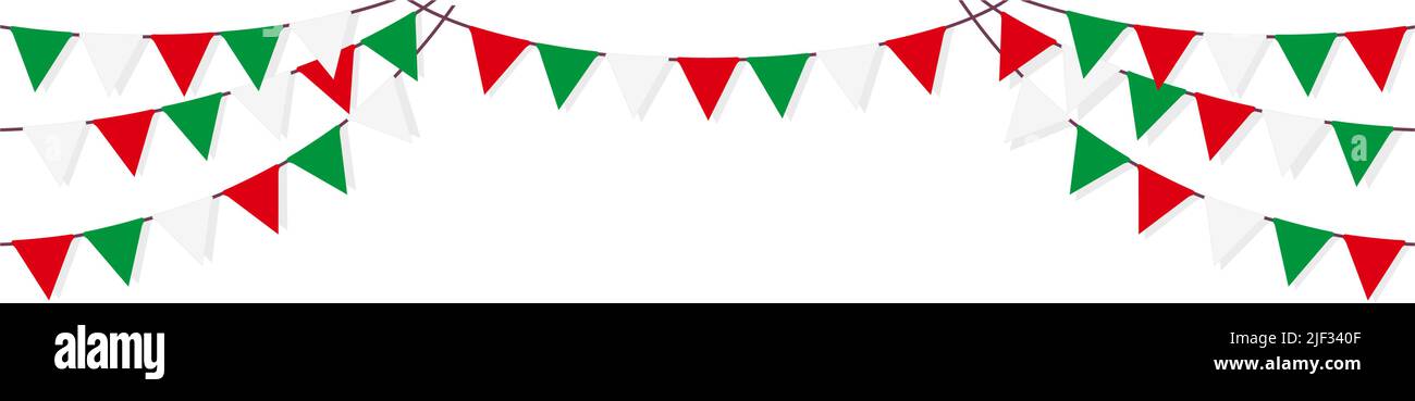 Bunting ghirlanda (bandiere del pennino) illustrazione della decorazione | bandiera italiana Illustrazione Vettoriale