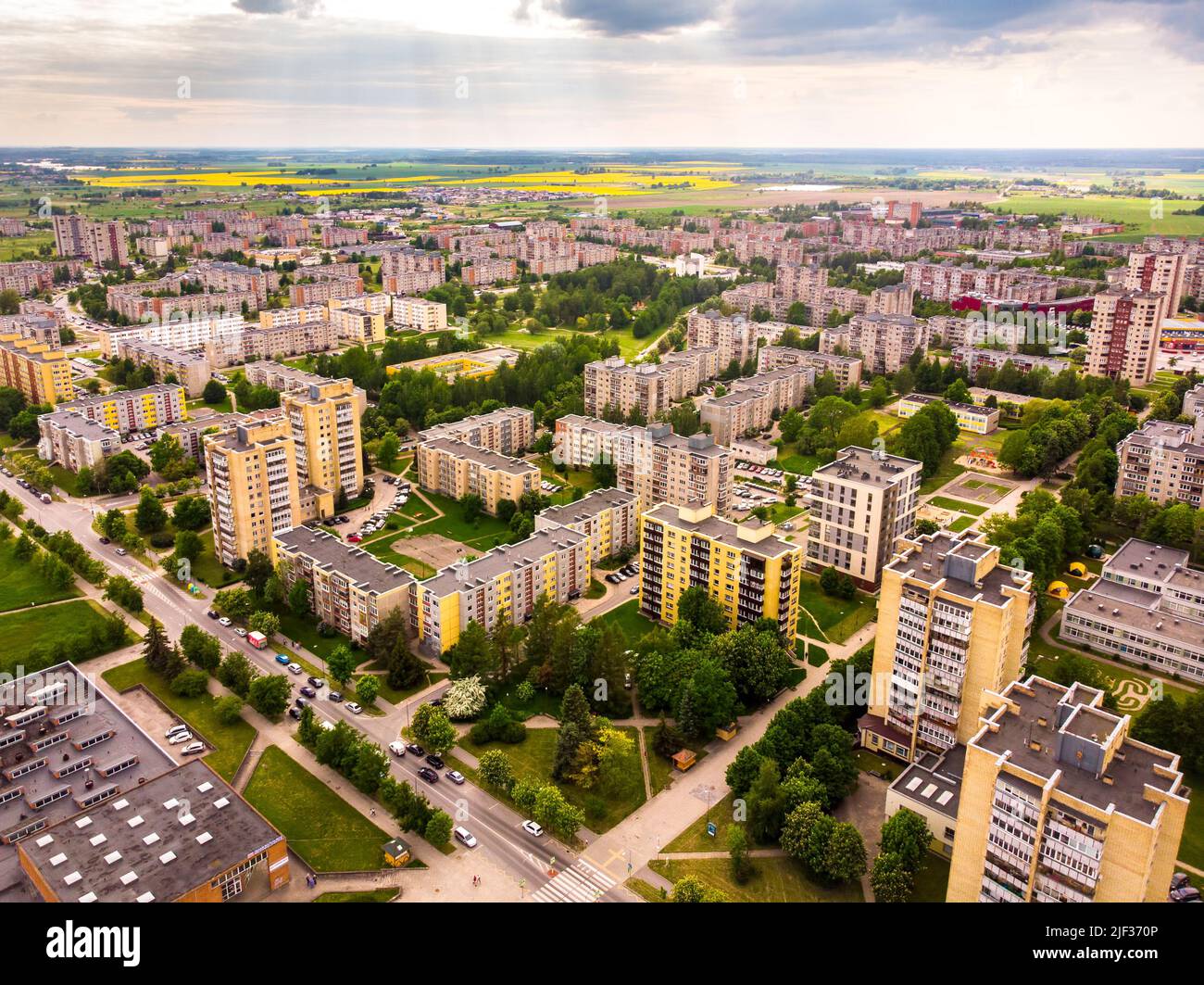 Siauliai sud edifici città panorama del quartiere in Lituania.Trasporti in paesi post-sovietici Unione Foto Stock