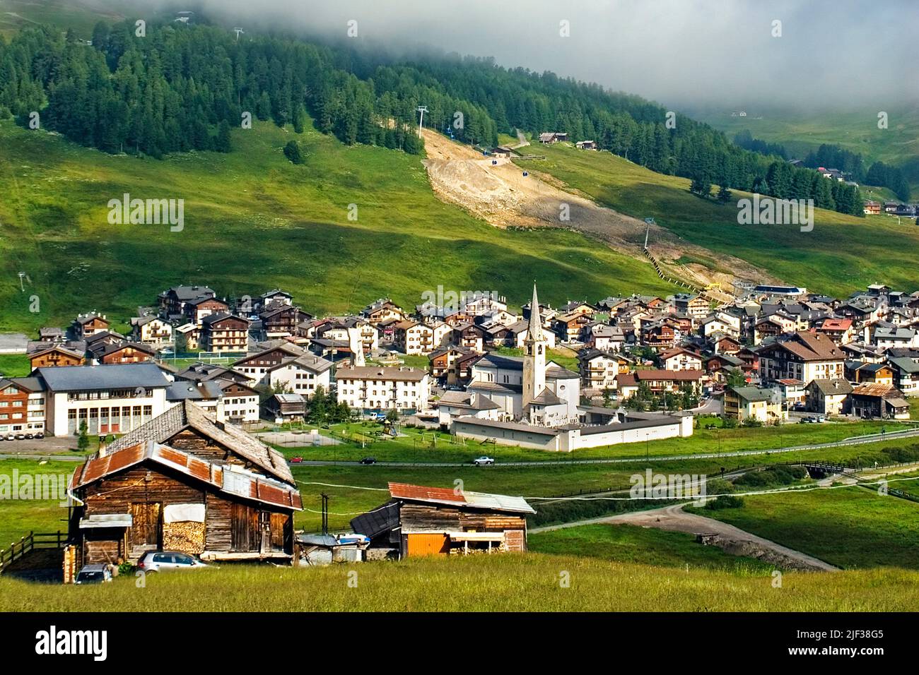 Villaggio di montagna Livigno, Italia, Lombardia, Livigno Foto Stock