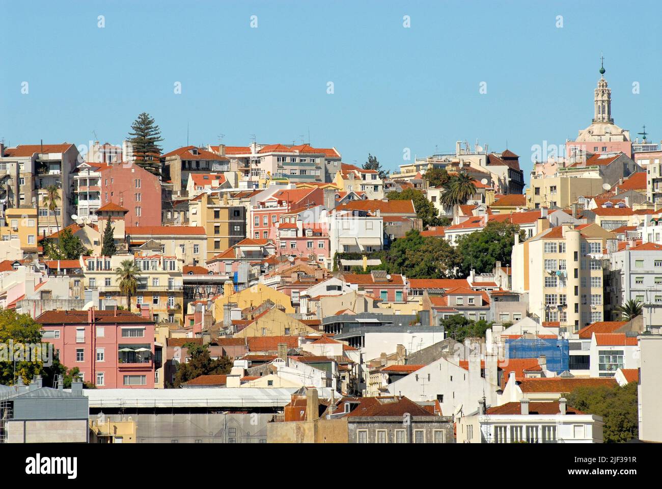 Centro storico di Lisbona visto dal mare, Portogallo, Lisbona Foto Stock
