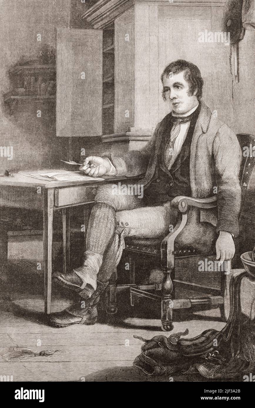 Robert Burns, 1759 –1796, alias Rabbie Burns. Poeta e lirico scozzese. Da l'Univers Illustre, pubblicato Parigi, 1859. Foto Stock