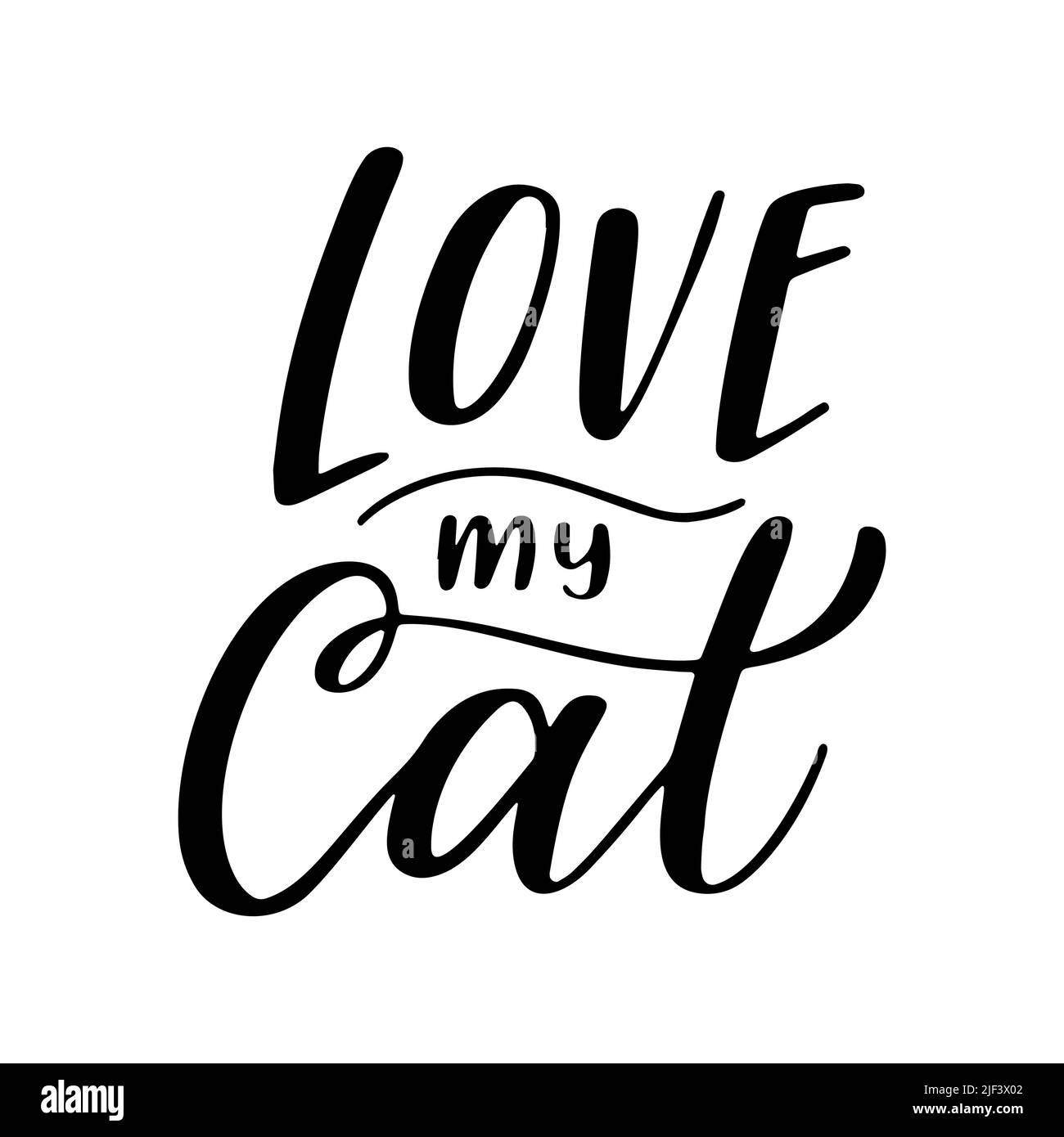 Kitten scritta citazione per il disegno. Frase PET su sfondo bianco isolato. Illustrazione calligrafia vettoriale con inchiostro a pennello disegnato a mano Illustrazione Vettoriale