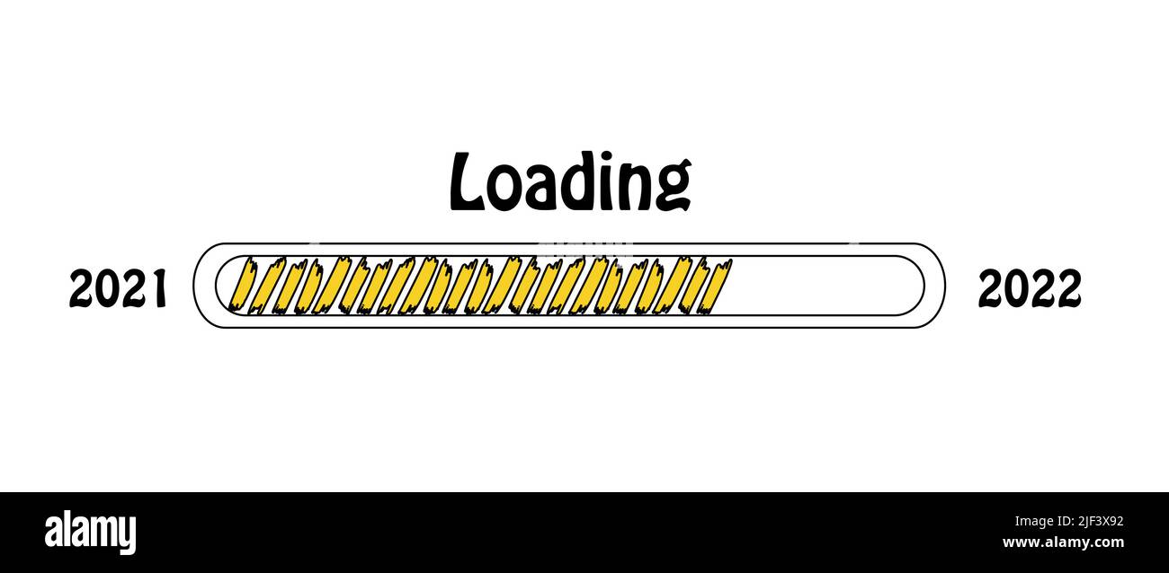 Barra di avanzamento del nuovo anno 2022. Pianificazione degli obiettivi. Caricamento illustrazione vettoriale per disegno grafico, sito web Illustrazione Vettoriale