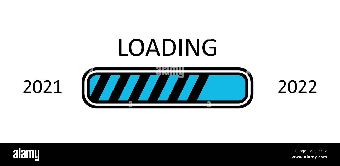 Barra di avanzamento del nuovo anno 2022. Pianificazione degli obiettivi. Caricamento illustrazione vettoriale per disegno grafico, sito web Illustrazione Vettoriale