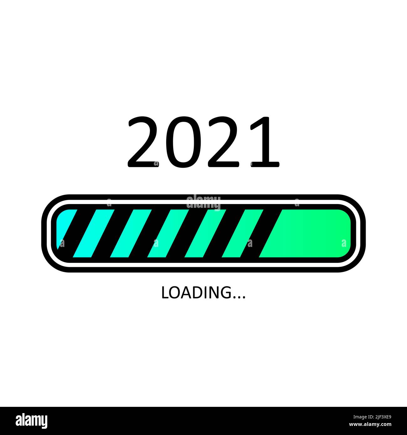 Barra di avanzamento del nuovo anno 2021. Pianificazione degli obiettivi. Caricamento illustrazione vettoriale per disegno grafico, sito web Illustrazione Vettoriale