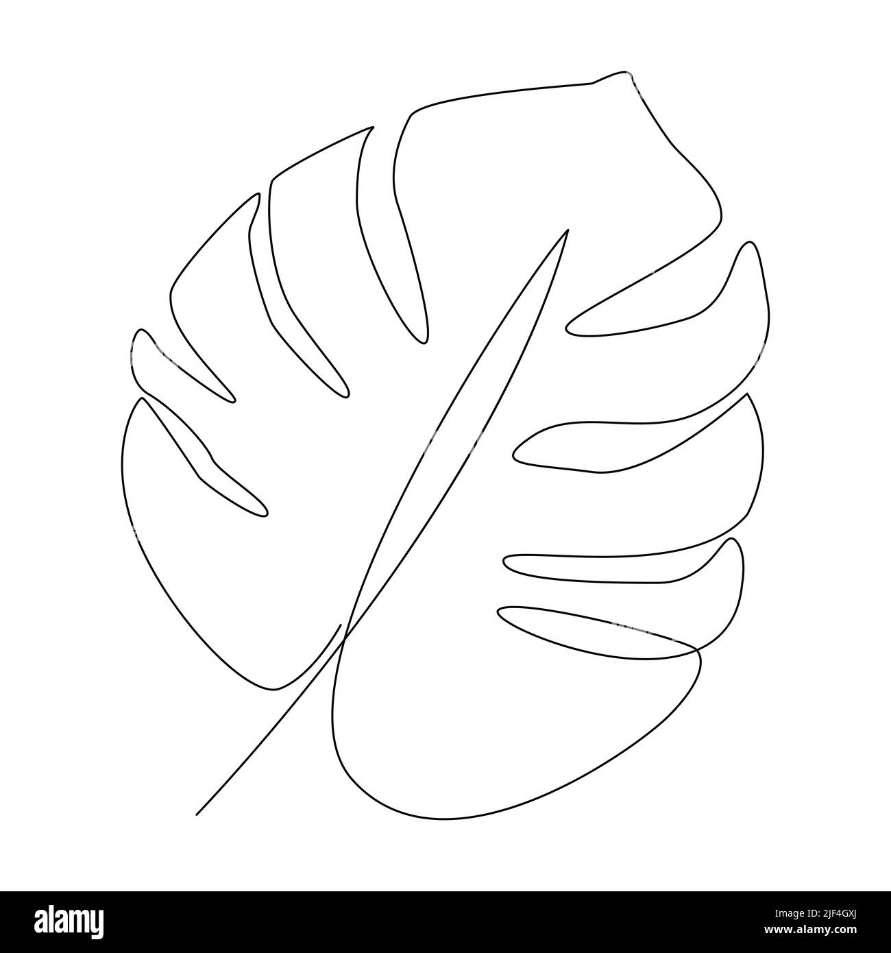 Disegno di una linea delle foglie di palma tropicali. Illustrazione vettoriale dell'arte. Illustrazione Vettoriale