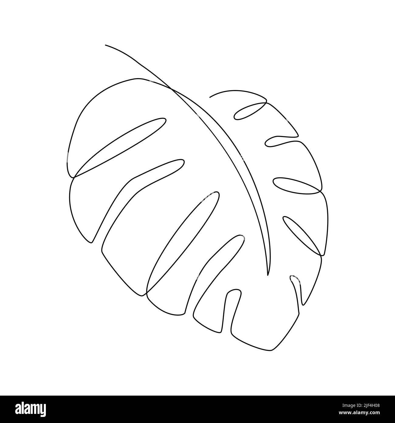 Disegno di una linea delle foglie di palma tropicali. Illustrazione vettoriale dell'arte. Illustrazione Vettoriale