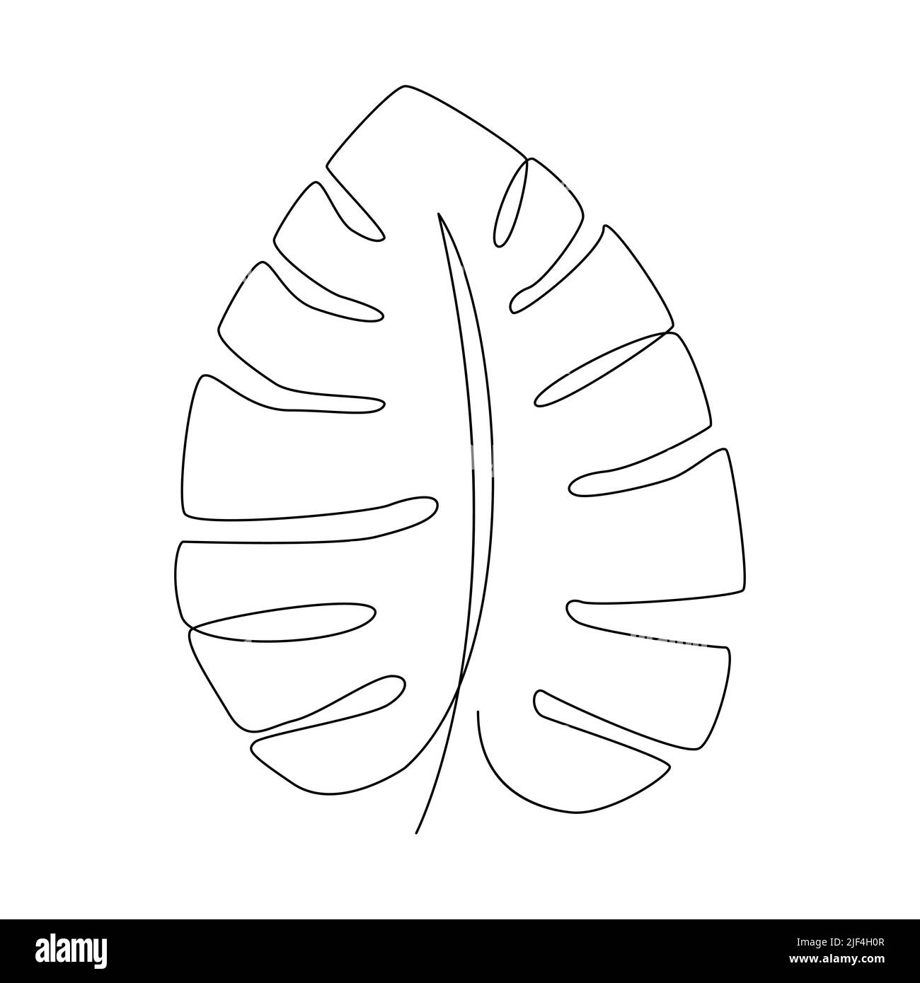 Disegno di una linea delle foglie di palma tropicali. Illustrazione vettoriale dell'arte. Illustrazione Vettoriale