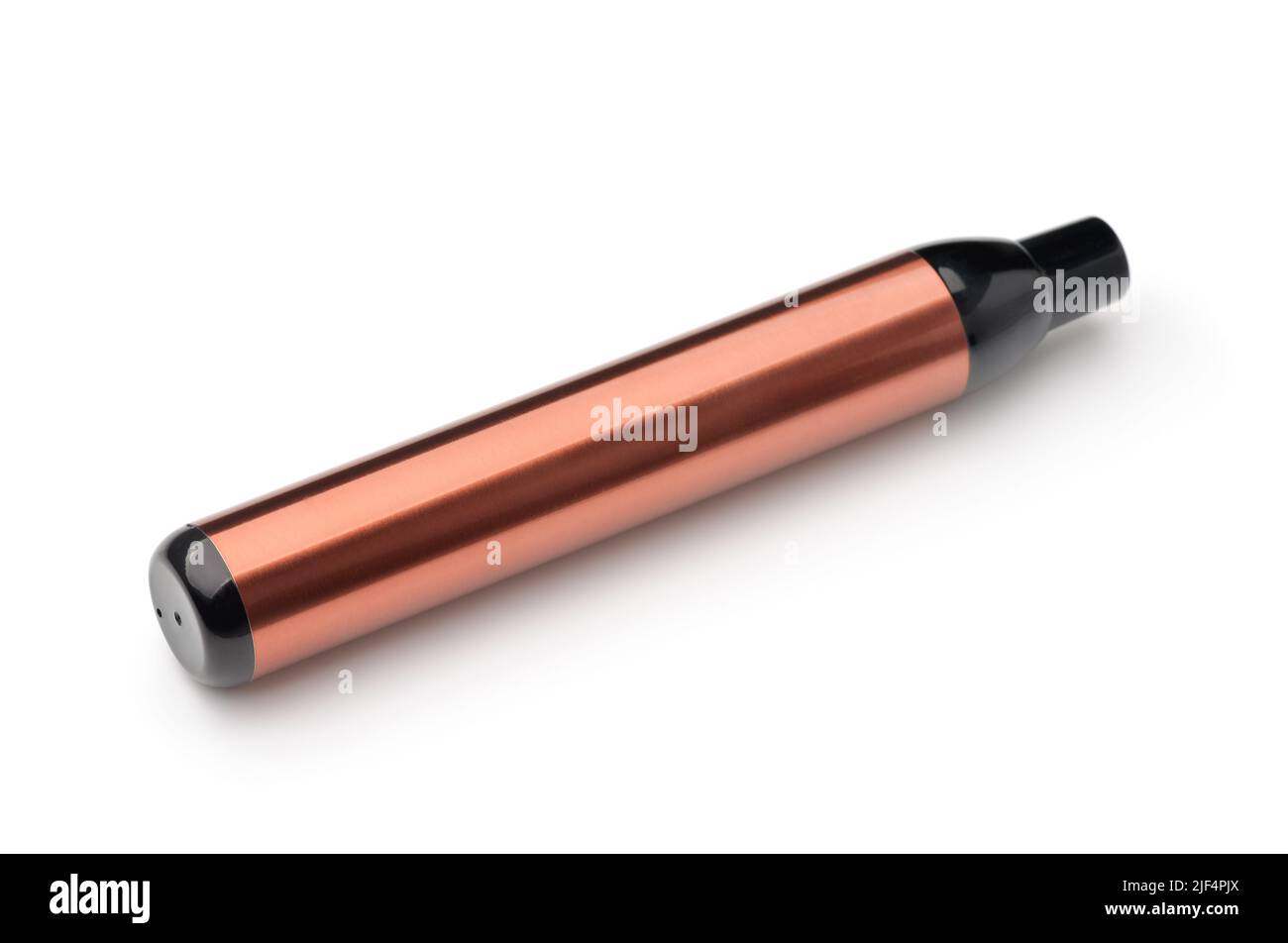Sigaretta elettronica usa e getta di colore bronzo isolata su bianco Foto Stock
