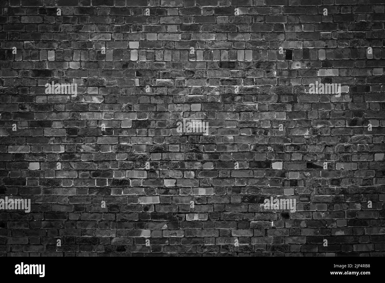 Sfondo bianco e nero di muro di mattoni. Poster a tema creativo orizzontale, biglietti d'auguri, intestazioni, sito Web e app Foto Stock