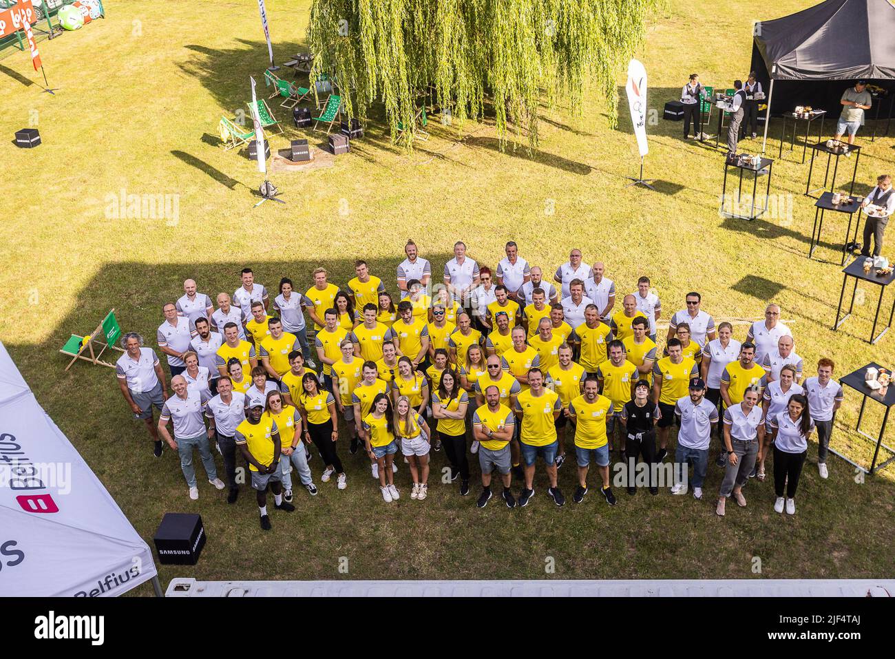 L'illustrazione mostra la presentazione di squadra del Comitato Olimpico belga BOIC - COIB in vista della manifestazione sportiva dei Giochi del mondo 2022, mercoledì 29 giugno 2022 a Bruxelles. I Giochi del mondo saranno organizzati a Birmingham (Alabama), Stati Uniti, dal 07 al 17 luglio e sono un evento internazionale multisport, destinato a sport, o discipline o eventi all'interno di uno sport, che non sono stati contesi nei Giochi Olimpici. BELGA FOTO JAMES ARTHUR GEKIERE Foto Stock