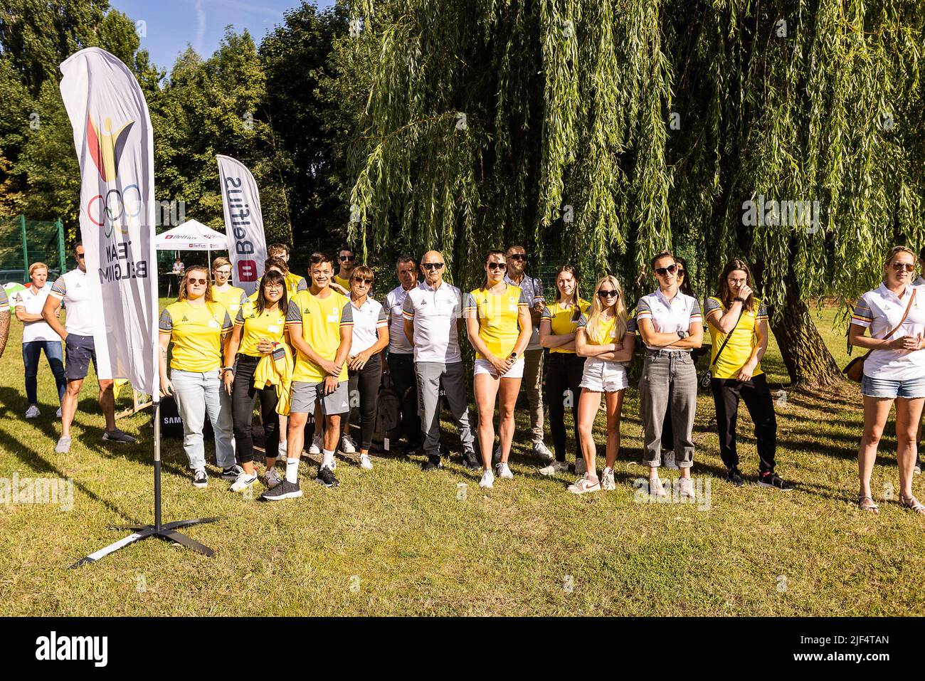 L'illustrazione mostra la presentazione di squadra del Comitato Olimpico belga BOIC - COIB in vista della manifestazione sportiva dei Giochi del mondo 2022, mercoledì 29 giugno 2022 a Bruxelles. I Giochi del mondo saranno organizzati a Birmingham (Alabama), Stati Uniti, dal 07 al 17 luglio e sono un evento internazionale multisport, destinato a sport, o discipline o eventi all'interno di uno sport, che non sono stati contesi nei Giochi Olimpici. BELGA FOTO JAMES ARTHUR GEKIERE Foto Stock