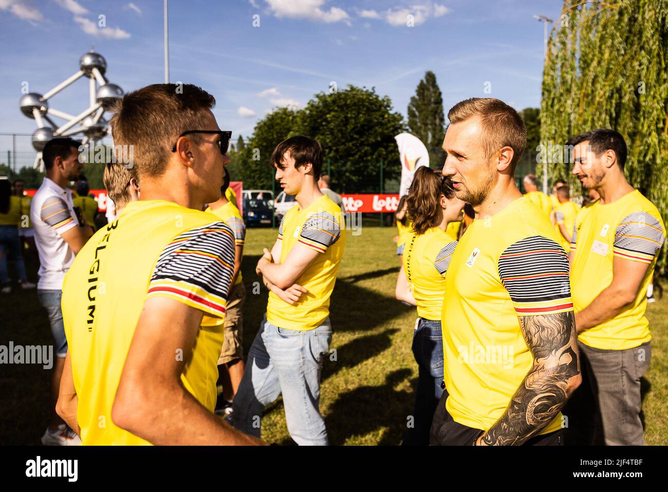 L'illustrazione mostra la presentazione di squadra del Comitato Olimpico belga BOIC - COIB in vista della manifestazione sportiva dei Giochi del mondo 2022, mercoledì 29 giugno 2022 a Bruxelles. I Giochi del mondo saranno organizzati a Birmingham (Alabama), Stati Uniti, dal 07 al 17 luglio e sono un evento internazionale multisport, destinato a sport, o discipline o eventi all'interno di uno sport, che non sono stati contesi nei Giochi Olimpici. BELGA FOTO JAMES ARTHUR GEKIERE Foto Stock