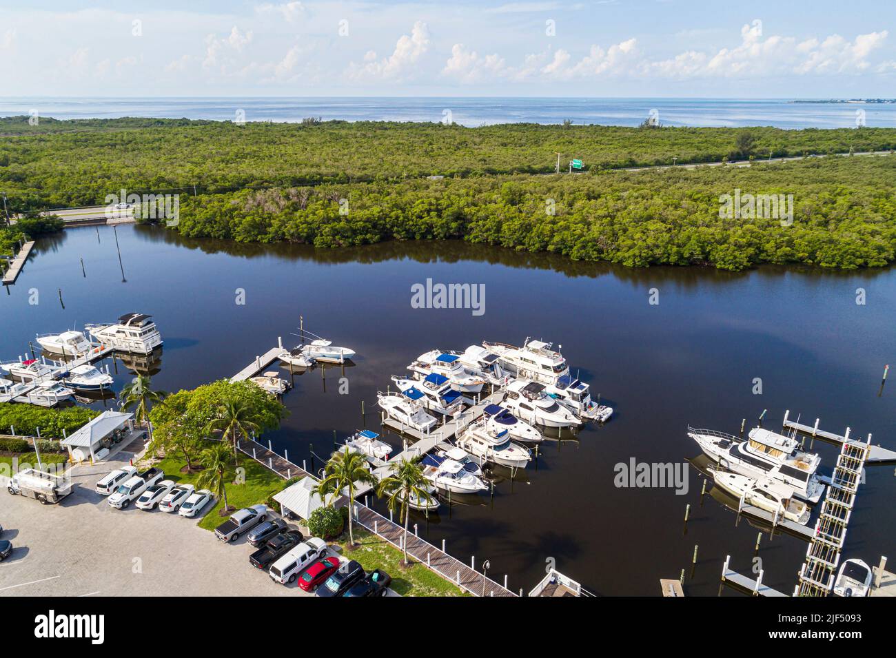 Fort ft. Myers Florida, San Carlos Bay Bunche Beach Preserve Wetlands, panorama naturale vista aerea dall'alto, McGregor Boulevard Port Sanibel M. Foto Stock