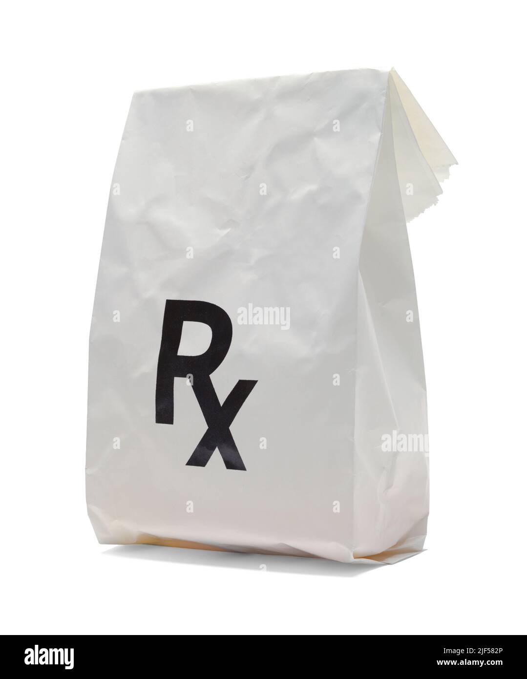 Full RX Prescription Bag Cut out on White (taglio sacca di prescrizione Rx completa su bianco) Foto Stock