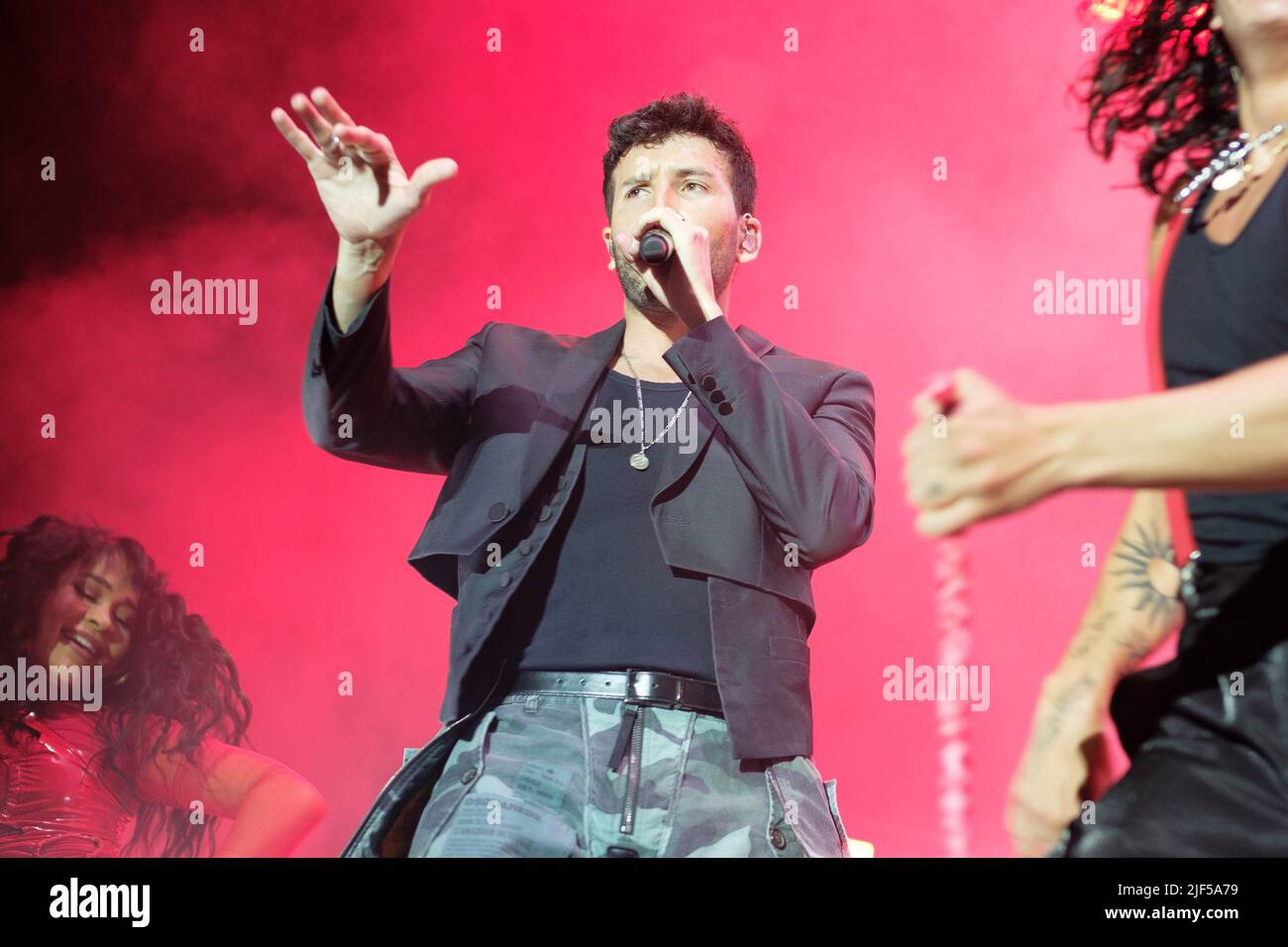 Madrid, Spagna. 29th giugno 2022. Il cantante colombiano Sebastian Yatra si esibisce durante il suo concerto del Dharma Tour al Palacio de los Deportes di Madrid. Credit: SOPA Images Limited/Alamy Live News Foto Stock