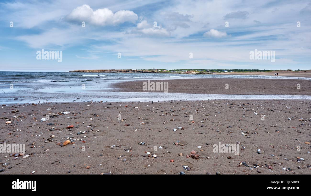 Foto di Florence Beach a Capo Breton Nova Scotia con la bassa marea. Nova Scotia è conosciuta per le sue bellissime spiagge di mant. Foto Stock