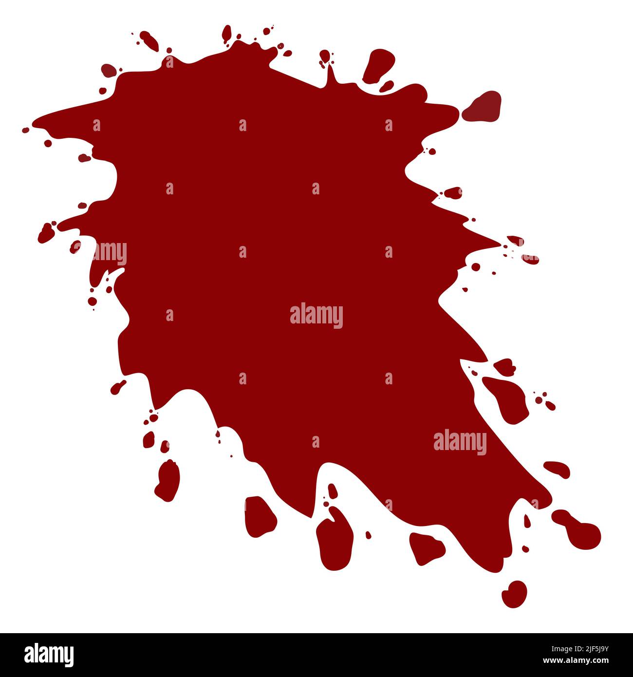 Silhouette rossa con gocce come sangue, ketchup o liquido, isolato su sfondo bianco. Illustrazione Vettoriale