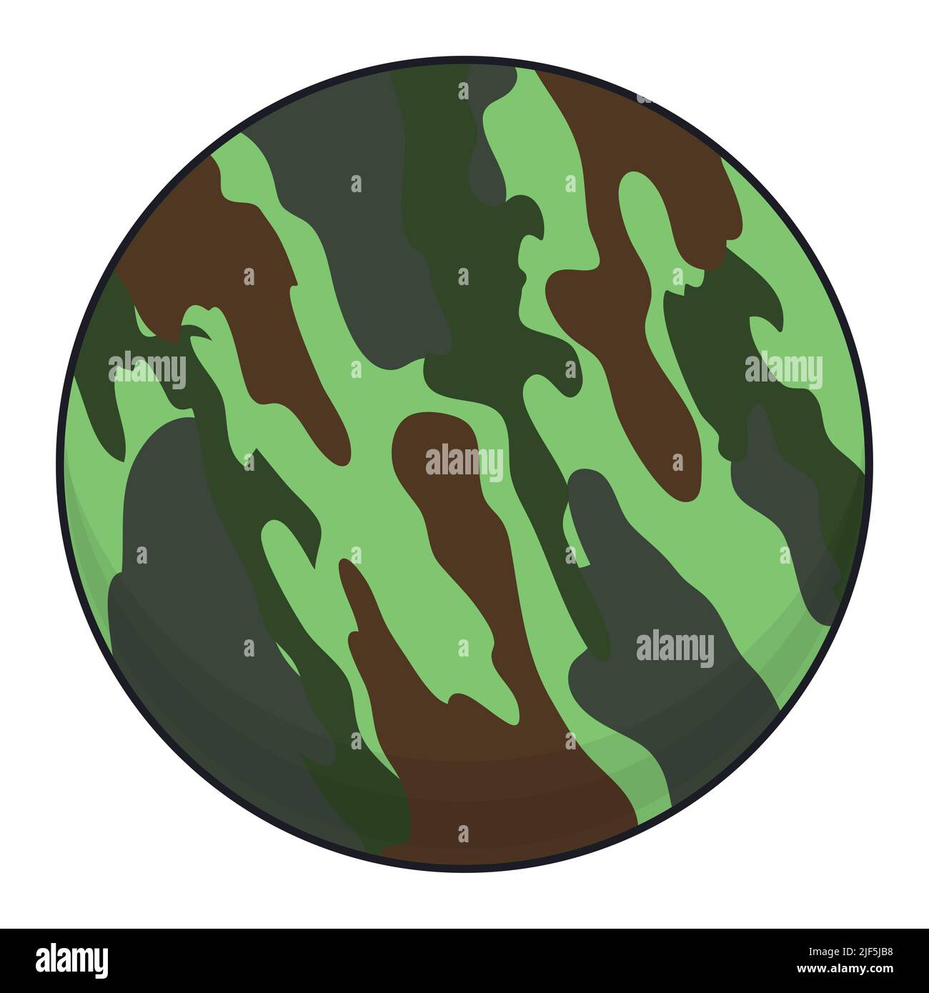 Pulsante rotondo con colori verde e marrone come una trama OCP (Operational Camouflage Pattern). Illustrazione Vettoriale