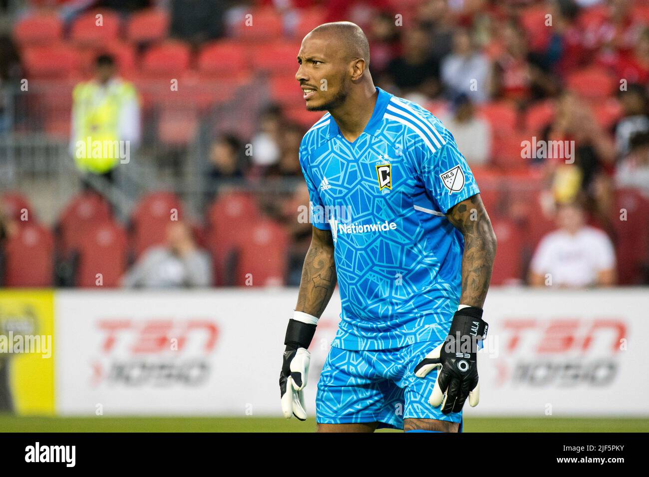 Toronto, Canada. 29th giugno 2022. Stanza dell'Eloy (1) di Columbus visto durante la partita degli MLS tra il Toronto FC e Columbus SC al BMO Field. La partita è terminata nel 2-1 per Columbus SC. Credit: SOPA Images Limited/Alamy Live News Foto Stock