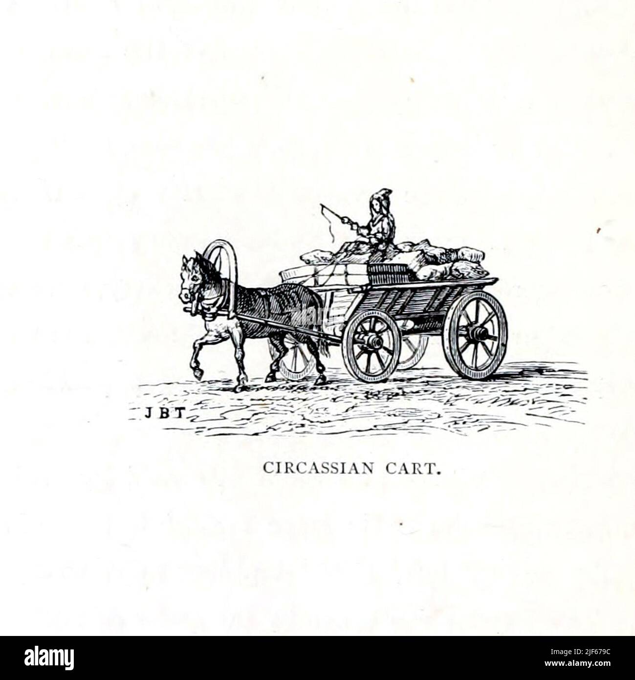 Carrello circassiano dal libro la Crimea e la Transcaucasia; essendo la storia di un viaggio nel Kouban, a Gouria, Georgia, Armenia, Ossety, Imeritia, Swannety, e Mingrelia, e nella gamma Taurica di John Buchan Telfer, Data di pubblicazione 1876 Editore Londra : H.S. King & co Foto Stock