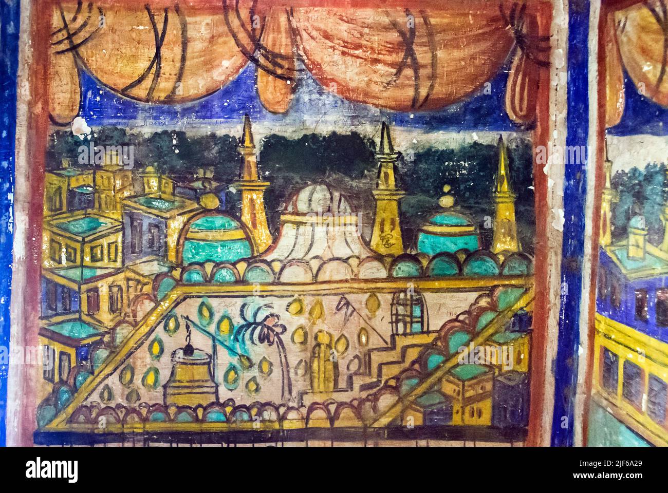 Dipinti murali nel Mausoleo di Sulayman Pasha al-Khadim - la Cittadella di Saladin del Cairo, basso Egitto Foto Stock