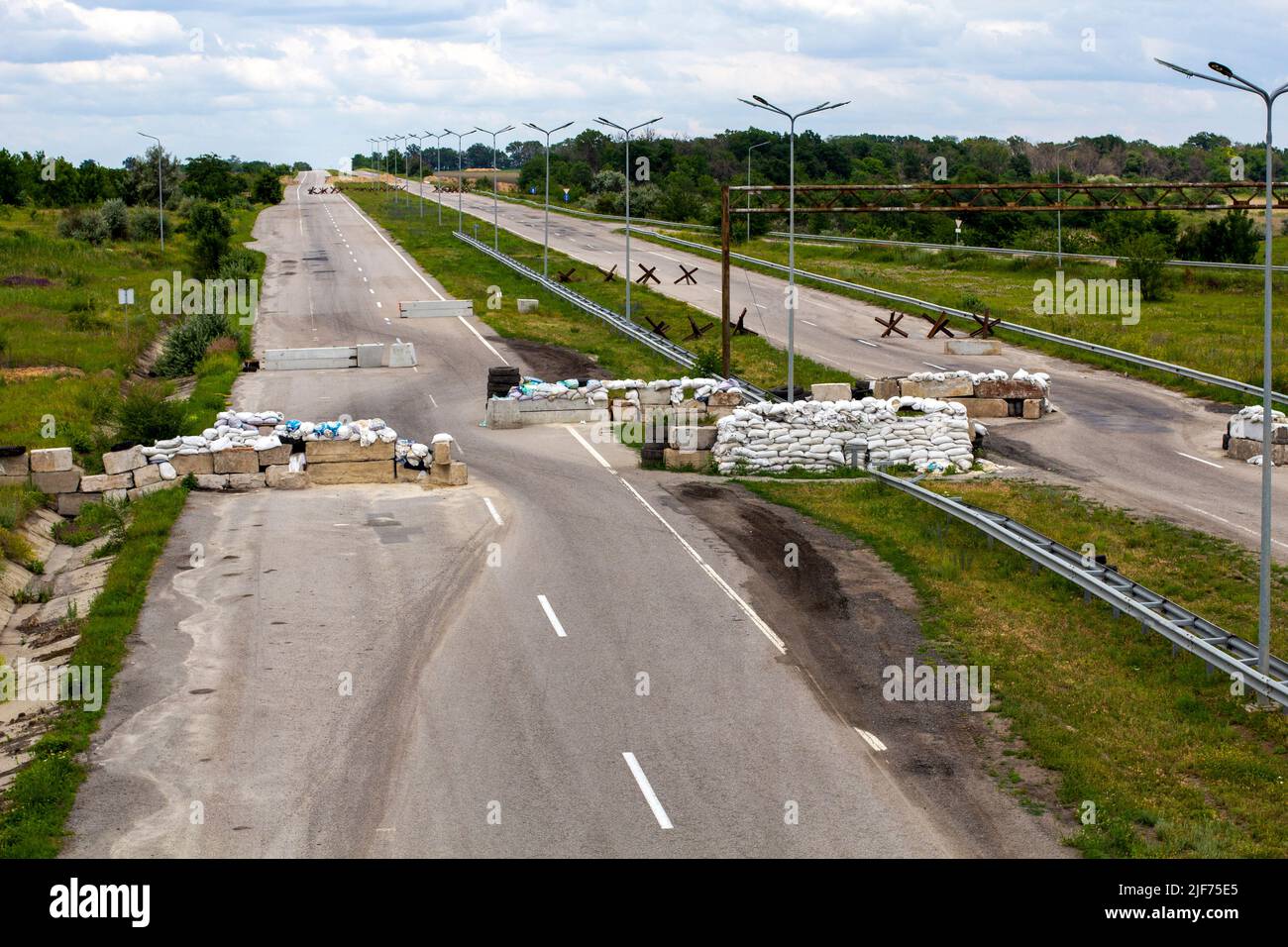 Guerra in Ucraina. Punto di verifica. Strutture difensive. Foto Stock