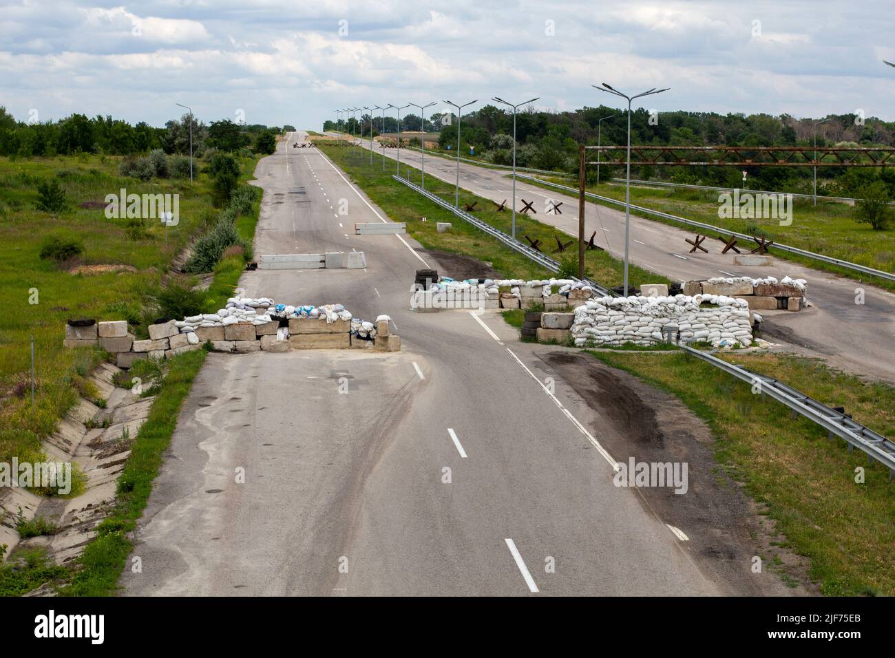 Guerra in Ucraina. Punto di verifica. Strutture difensive. Foto Stock