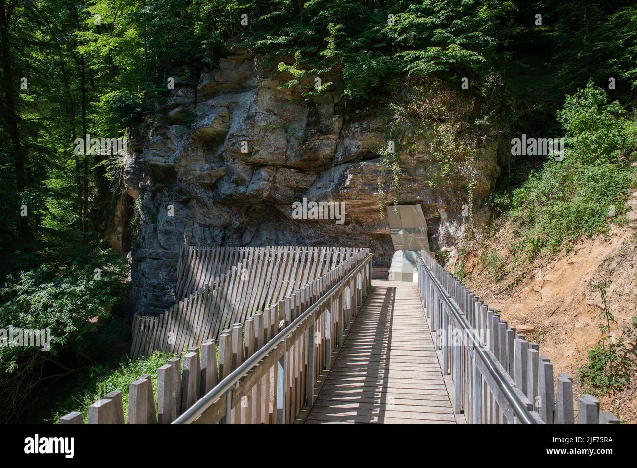 piattaforma informativa nel mullerthal lussemburgo Foto Stock