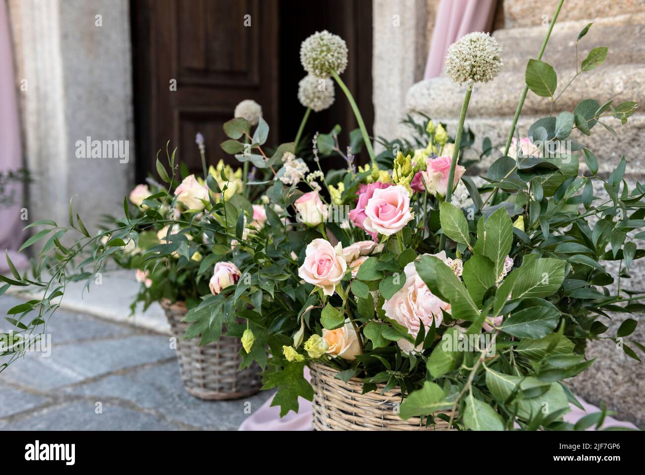 Decorazioni di fiori di nozze. Foto Stock