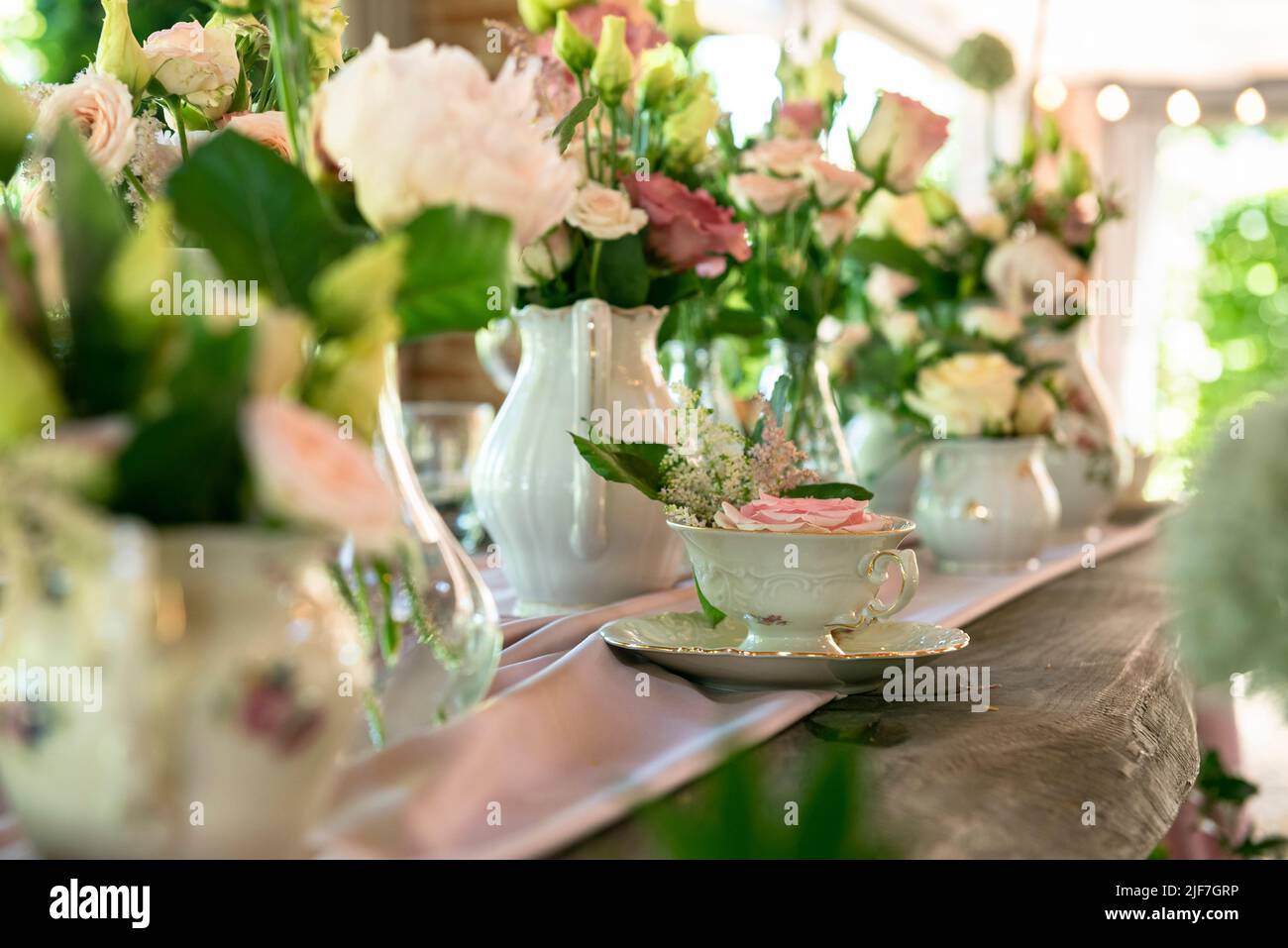 Decorazioni di fiori di nozze. Foto Stock