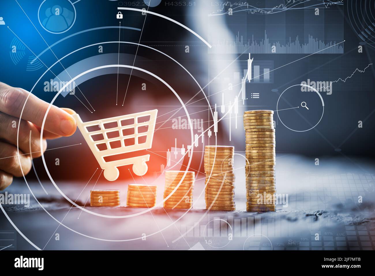 Crescita delle imprese e-commerce e inflazione fiscale al dettaglio Foto Stock
