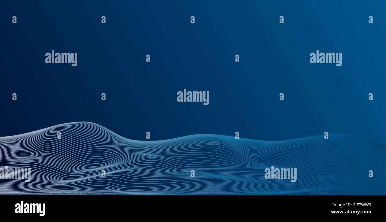 sfondo blu futuristico a linee ondulate, illustrazione vettoriale Illustrazione Vettoriale