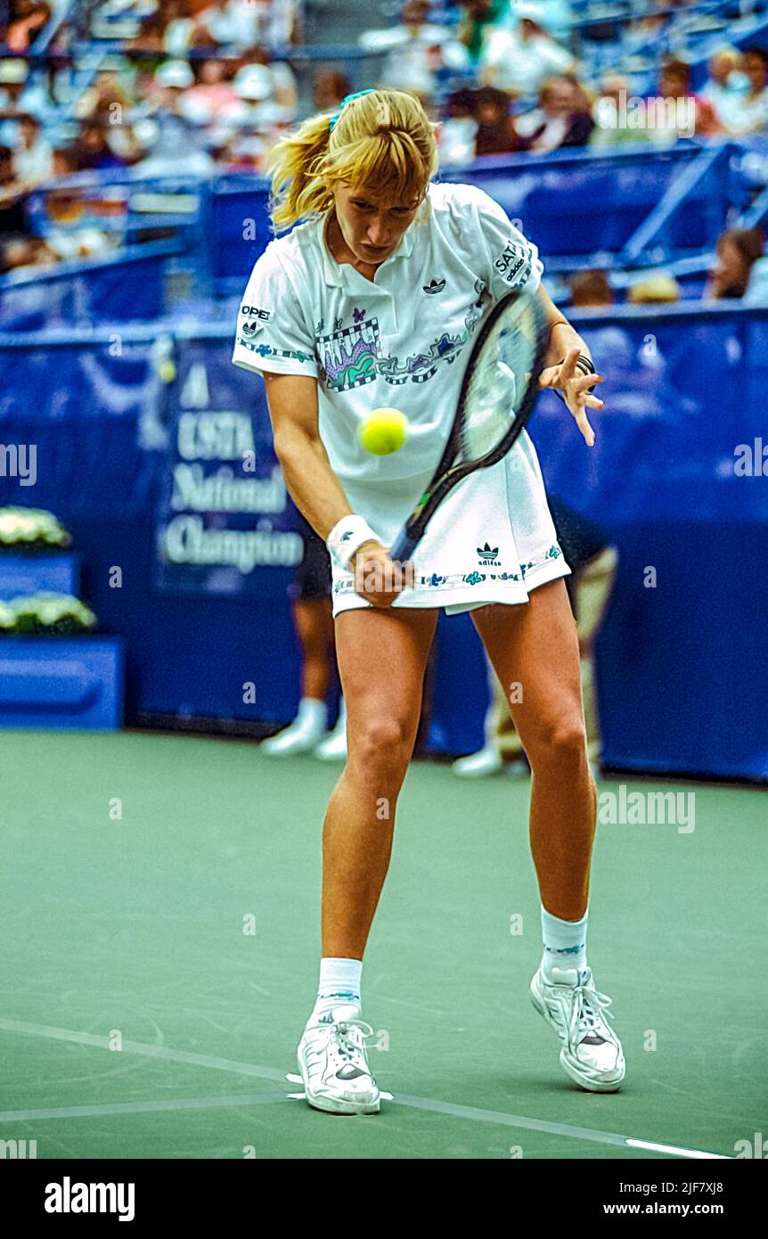 Steffi Graf (GER) in gara al US Open Tennis 1989. Foto Stock
