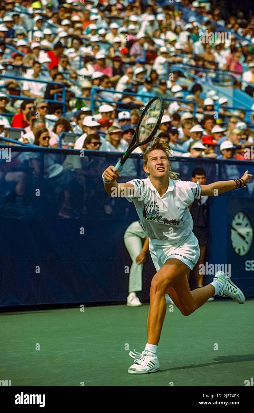 Steffi Graf (GER) in gara al US Open Tennis 1989. Foto Stock