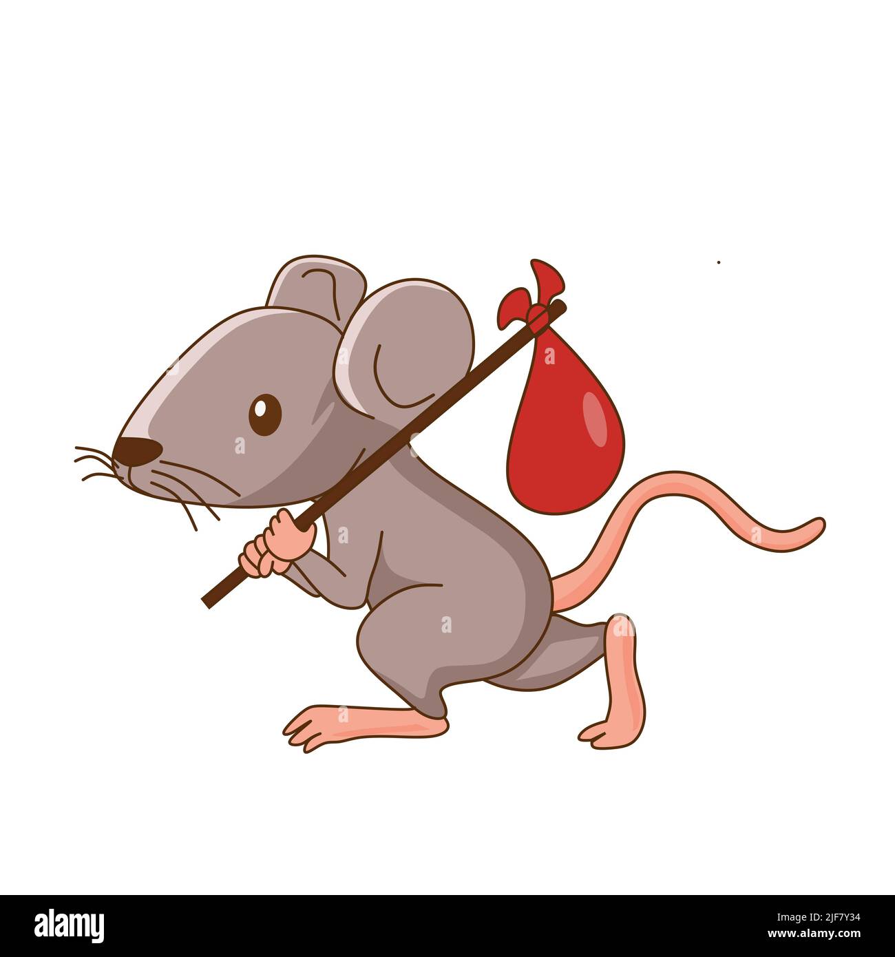 fascio di presa del ratto del mouse sul bastone e sull'arte di illustrazione del vettore di camminata Illustrazione Vettoriale