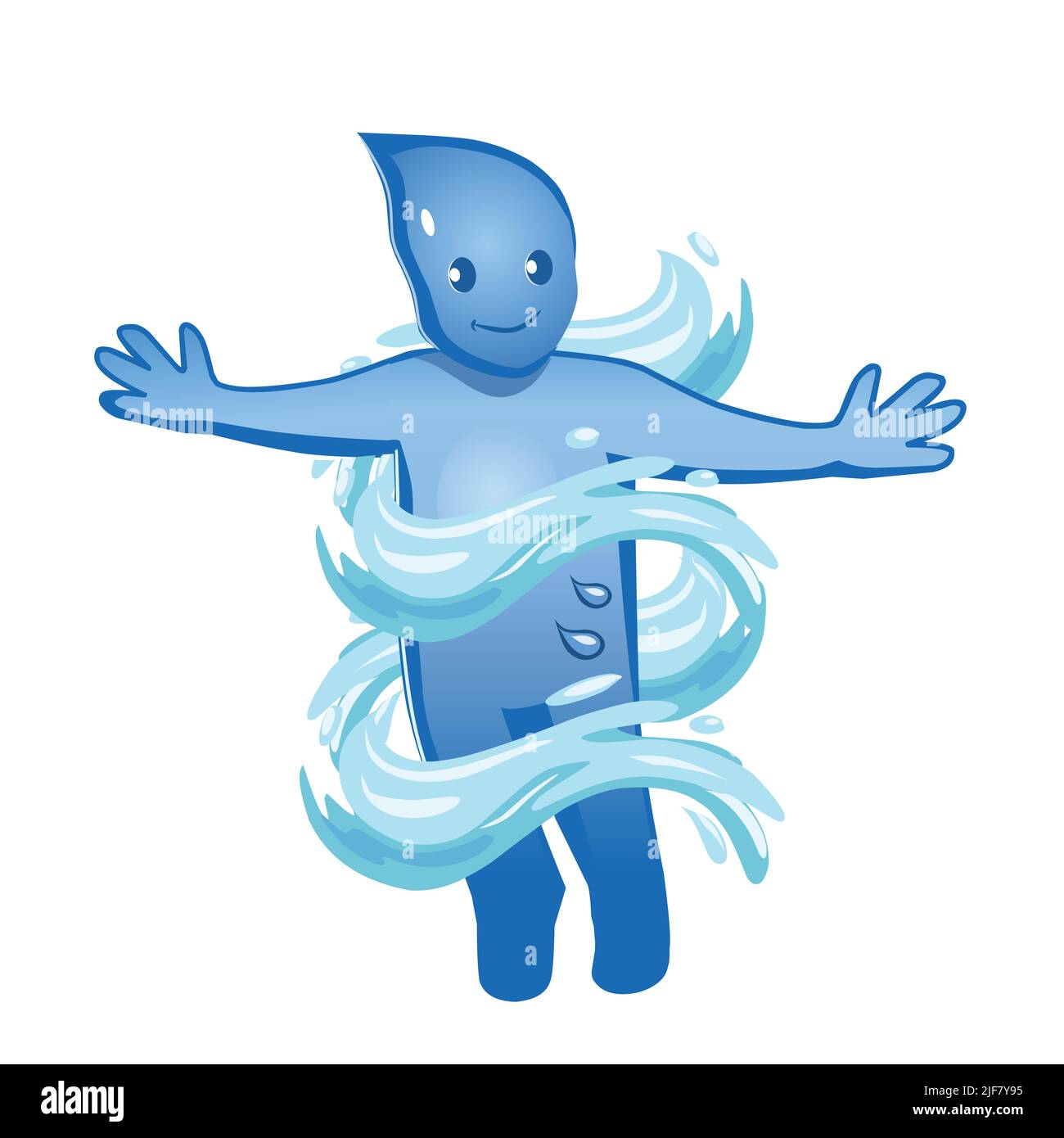 waterman pioggia goccia idrogeno uomo vettore illustrazione arte Illustrazione Vettoriale